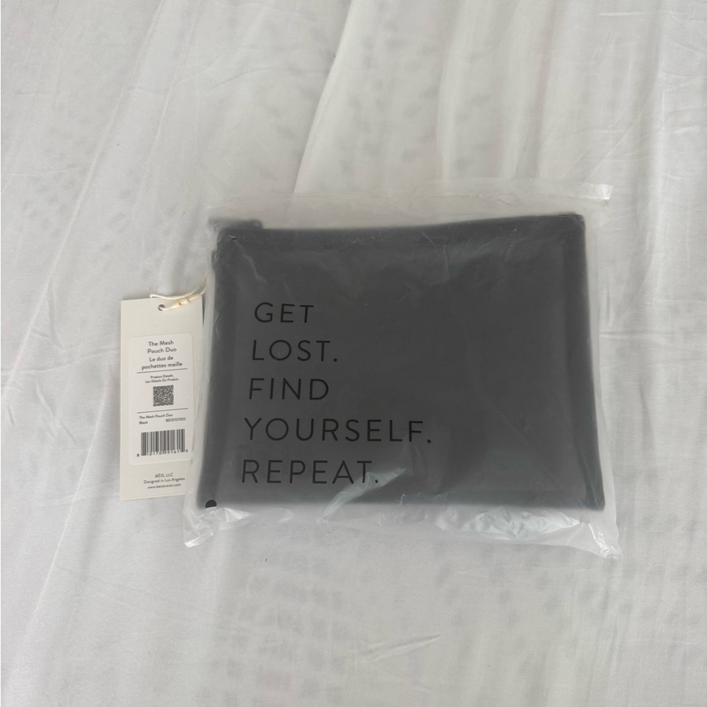 beis black mesh duo pouch NWT